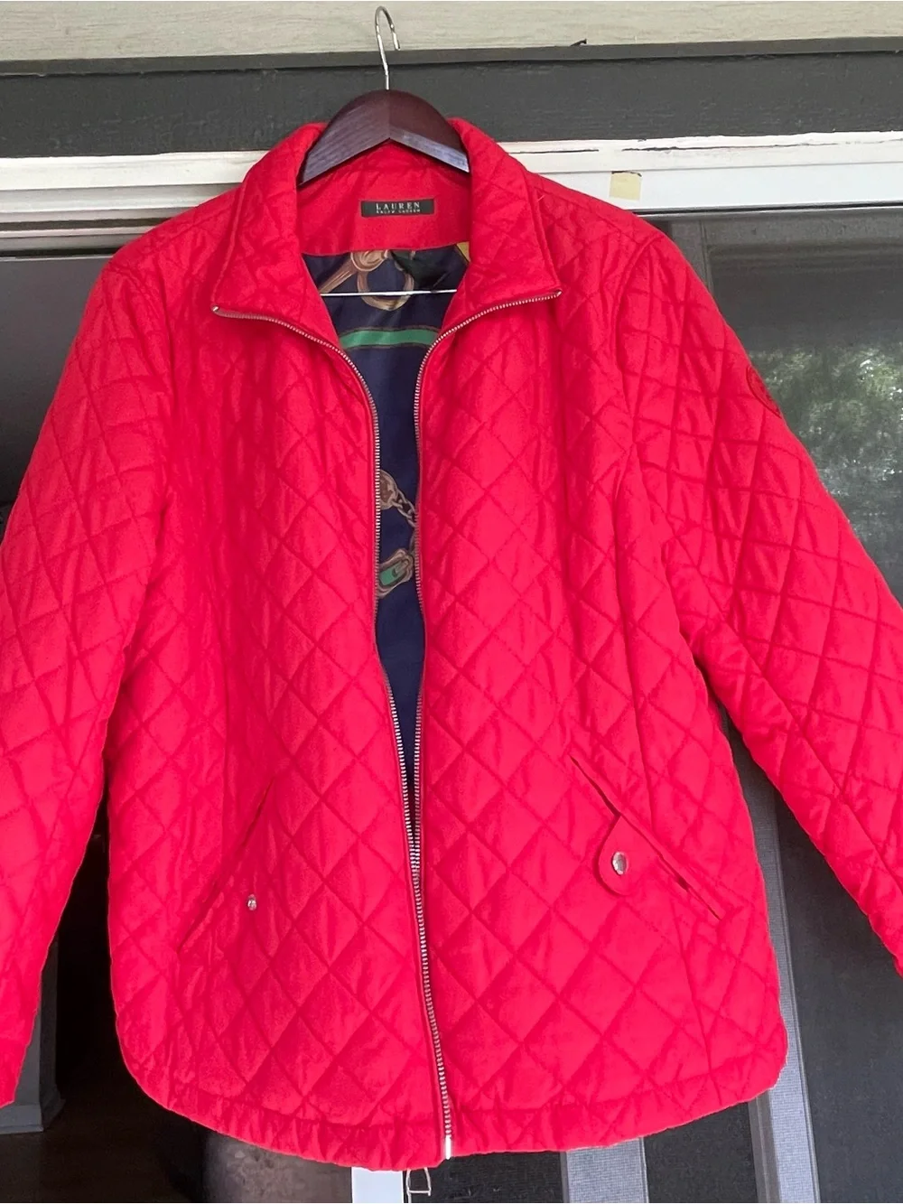 Ralph Lauren Bright Red Quilted Zip-Front Puffer Jacket - Picture 1 of 5